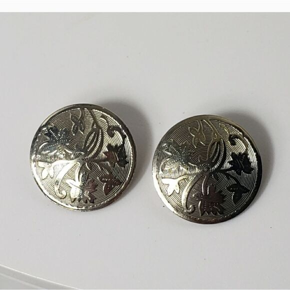 VINTAGE 1950s Platter Style Clip-On Earrings - Picture 5 of 7